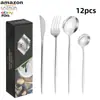 Conjunto de Talheres de Aço Inoxidável Amazon Transfronteiriço Faca Portuguesa, Garfo, Colher Hotel Estilo Ocidental Estilo Europeu Conjunto de Caixa de Presente de 24 Peças