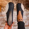 Zapatos Casuales Planos de Talla Grande Nuevos Europeos y Americanos Primavera y Otoño Transfronterizos Mocasines de Punta Redonda Slip-On para Mujer