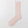 Medias de Seda para Mujer, Calcetines Finos de Verano hasta la Mitad de la Pantorrilla con Bordes Fruncidos, Calcetines de Ballet Lolita Calados, Calcetines de Malla Transpirable para JK