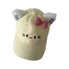 Gorra de Béisbol Amarilla Crema con Orejas de Gato~Gorra de Béisbol Kt Cat para Niñas Primavera y Otoño Sombrero de Sol con Protección Solar para Niños Verano