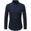 Comercio Exterior Transfronterizo Ropa de Hombre Nueva Temporada de Primavera y Otoño Camisas de Manga Larga Rayadas Cepilladas para Hombres Camisas Formales de Negocios para Hombres