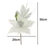 Flores Navideñas Simuladas con Bordes Dorados, Regalos de Navidad, Decoraciones para Árbol de Navidad, Adornos para Decoración del Hogar, Estampado Dorado