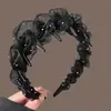 2026 Nova Faixa de Cabeça de Malha com Strass Faixa de Cabeça com Pérolas Top de Caveira Alto com Dentes Presilha de Cabelo Ondulada Antiderrapante Acessórios de Cabelo para Mulheres