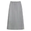 Elegante falda midi lisa de estilo francés con cordón para mujer, nueva colección primavera/otoño, talla petite, falda larga chic con abertura, venta al por mayor para ventas transfronterizas