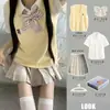 Konglizhongwan Original Chaleco Camisa Uniforme Jk Estilo Japonés Estilo Academia Falda Cuadros Jk Falda Plisada Conjunto de Ropa en Capas