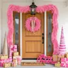 Decoração Suspensa para Porta de Entrada, Escada e Casa, Pinheiro de Norfolk Rosa com Trepadeira, Venda Quente da Amazon para o Dia dos Namorados