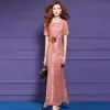 Feimengyi Vestido de Verano para Mujer con Estampado de Encaje de Alta Gama Ligero y Maduro Chic Único Elegante Vestido Delgado Falda Larga