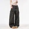 Jeans de trabajo camuflados para hombres y mujeres, estilo street dance hip-hop high street, con bolsillos grandes, pantalones largos casuales americanos holgados, modernos
