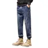 Jeans Retro Americanos Finos de Primavera y Otoño para Hombre, Holgados, Jogger, Cintura Elástica, Casual, Elásticos, Harem, Pantalones de Otoño