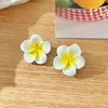 Grampo de Cabelo com Franja Pendurado na Orelha de Flor de Plumeria, Presilha de Garra Floral, Acessório de Cabelo Atmosférico para Fotos, Elástico de Cabelo de Alta Elasticidade para Mulheres