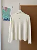 Blusa de Tricô Estilo Japonês Coreano Simples Macia Grudenta Gola Alta Meia Manga Feminina Outono Inverno Retro Versátil Camada Base Camada Interna Camada Externa