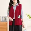 Chaleco de punto con cuello en V para mujer, otoño 2026, cárdigan sin mangas bordado de dibujos animados, chaleco suéter casual en capas