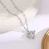 Collar de Acero de Titanio Plateado de Venta Caliente en TikTok Live para Mujer, Cadena para Clavícula Versátil de Nicho de Moda, Celebridad de Internet, Joyería que no se decolora