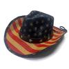 Serie de Bandera Americana Pintada a Mano Sombrero de Paja de Vaquero Occidental Parasol Retro Ala Ancha Exterior Protección Solar para Adulto