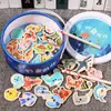 Juego Educativo Montessori para Niños Educación Infantil Consciente Bebé Juego de Pesca Magnética Interactivo Padres e Hijos Juguete de Madera Regalo para Niño
