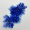 Nuevo tejido de malla con lentejuelas, bordado tridimensional con cuentas, flores bordadas, apliques de tela con pedrería, accesorios para disfraces de actuación en escenario