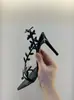 Sandalias de Tacón Alto Dropshipping del Fabricante, Sandalias de Tacón Alto con Ramas Doradas y Hoja de Jade, Sandalias Doradas de Tacón Alto de Punta Fina Antideslizantes