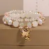 Pulseira com Alto Apelo Estético para Estudantes, Pulseira Fofa de Borboleta para Meninas, Pulseira de Cristal da Moda Estilo Floresta para Meninas Jovens e Melhores Amigas