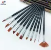 Juego de 12 pinceles de nylon y lana para óleo transfronterizo, bolígrafos para pintura acrílica y gouache, materiales de arte para pintar