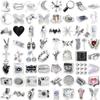 66 Pegatinas de grafiti plateadas simples estilo Ins para equipaje, guitarra, cuaderno, DIY, pegatinas impermeables, pegatinas al por mayor calientes
