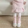 Polainas de algodón para niña Shoeshang para otoño e invierno, con rayas horizontales y moños, lindas y engrosadas para abrigar, adecuadas para bebés niñas