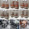 Juego de Sillas de Tres Piezas Estilo Antiguo de Madera Maciza, Estilo Chino Nuevo con Reposabrazos, Silla de Maestro, Silla Sombrero de Funcionario, Silla con Respaldo, Mesa de Té, Silla de Comedor