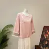 [Li] Nueva camisa base de cuello redondo con lentejuelas y estampado de calabaza jacquard estilo chino, nueva colección otoño 2026, simple y versátil