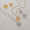Dazan Ins Transfronterizo Acero de Titanio Chapado en Oro de 18K Estilo de Copenhague Nicho Corazón Burbuja Amor Pendientes y Collar Conjunto