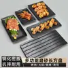 Plato Rectangular de Melamina Estilo Japonés Imitación Porcelana Plato Negro para Sushi Vajilla para Hot Pot Plato para Parrilla de Barbacoa Uso Comercial