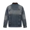 Jaqueta Jeans Yidao Vintage 2026 Outono Nova Retro Americana Cool Solta Lavada Desgastada Color Block com Gola