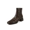 Botines de Moda Versátiles de Temperamento para Mujer, Punta Cuadrada, Tacón Grueso, Piel de Cordero con Textura de Cocodrilo, Cremallera Trasera, Cómodos, Botas Martin, Invierno 2024