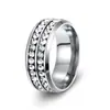 Moda Europea y Americana de Amazon Versátil Estilo Retro de los Años Dorados Fila de Diamantes Acero Inoxidable Acero de Titanio Anillos de Pareja Par de Anillos