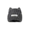 Chapéu pulôver pequeno e quente de pelo de gato com proteção para as orelhas, estilo coreano outono e inverno, valoriza o rosto, chapéu de orelha de tricô estiloso para mulheres com circunferência de cabeça grande
