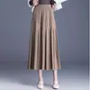 Falda midi plisada con patchwork para mujer, nuevo estilo otoño/invierno 2026, de cintura alta, línea A que cubre las caderas, elegante y estiliza