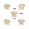 Nuevo Colgante de Mariposa con Incrustaciones de Diamantes Dorados Aleación KC para Pulsera, Llavero, Collar, Pendiente Decoración Colgante W686