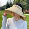 Nuevo Estilo Fresco Seda de Hielo Ala Ancha Protección para el Cuello Integrada Sombrero de Sol Abierto para Mujer, Casual de Verano Protección UV Sombrero de Sol