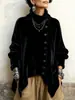 2026 Nuevo Otoño Estación Independiente de Amazon Moda Casual Tejido Terciopelo Dorado Botón Asimétrico Cuello Alto Top para Mujer