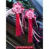 Decoración de Coche de Boda, Serpentinas para Flota, Decoraciones para Espejo Retrovisor de Coche de Fiesta de Boda, Cintas de Flores Simuladas para Coche, Colección de Artículos para Boda