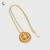 Colgante Brújula Vajra Cruz Rotatoria Método Antiguo Oro Arena Rojo Rosa Rhinestone Incrustado Cobre Dorado Estilo Chino Retro Para Mujer