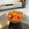 Cesta de Almacenamiento Tejida de Mimbre Imitación al por Mayor Plato para Frutas Cesta Redonda Decorativa para Almacenamiento Cesta para Pan Cesta de Almacenamiento Tejida Hueca Hecha a Mano