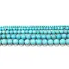 Cuentas de turquesa natural directas de fábrica, cuentas sueltas, cuentas redondas, accesorios para pulseras DIY, cuentas semiacabadas al por mayor