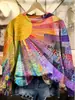 Melhor Venda Transfronteiriça da Amazon Suéter Feminino Estampa Digital 3D Padrão de Sol Cinco Cores Estilo Grafite Roupas Coloridas de Outono