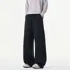 Calça de moletom esportiva branca e cinza para homens, nova calça curva de perna larga para outono, calça esportiva casual larga plus size para meninos
