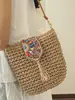Bolso Tejido Calado Estilo Coreano para Mujer 2026 Modelo Nuevo Bolso Tote para Vacaciones en la Costa Bolso de Playa Bolso de Hombro Único Cruzado