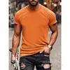 [Camiseta de Algodón Talla Europea] Sudaderas de Manga Corta de Color Sólido para Hombre Camiseta de Manga Corta con Cuello Redondo Camiseta de Manga Corta a Cuadros Camisa