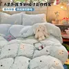 Novo Conjunto de Quatro Peças em Lã de Leite Espessa Macio Fofo Outono e Inverno Roupa de Cama para Dormitório Estudantil Capa de Edredom Conjunto de Três Peças Lençol com Elástico 4