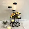 Portavelas Dorado Estilo Europeo Accesorios para Cena a la Luz de Velas Adornos de Hierro Forjado Navidad Cumpleaños Decoraciones Suaves Día de San Valentín 520