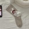 Calcetines de Conejo de Algodón Puro para Mujer Otoño e Invierno Nuevo Estilo Japonés Estilo Lindo Estampado de Animales de Dibujos Animados con Flocado Calcetines de Invierno Cálidos de Media Pantorrilla