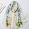 Vacaciones Romanas Satén Algodón Estampado Bufanda Larga Venta de Fábrica Comercio Exterior Transfronterizo En Vivo Viajes Vacaciones Protección Solar Cálido Chal Fino para Mujer