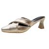 Pantuflas Baotou, zapatos de mujer de moda para exteriores, nuevo estilo primavera/verano 2024, de tacón medio y punta.